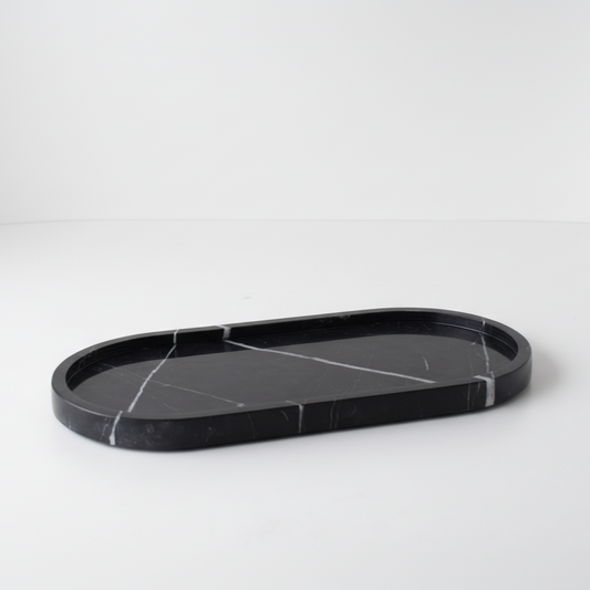 Oval Marble Tray - Black Marquina