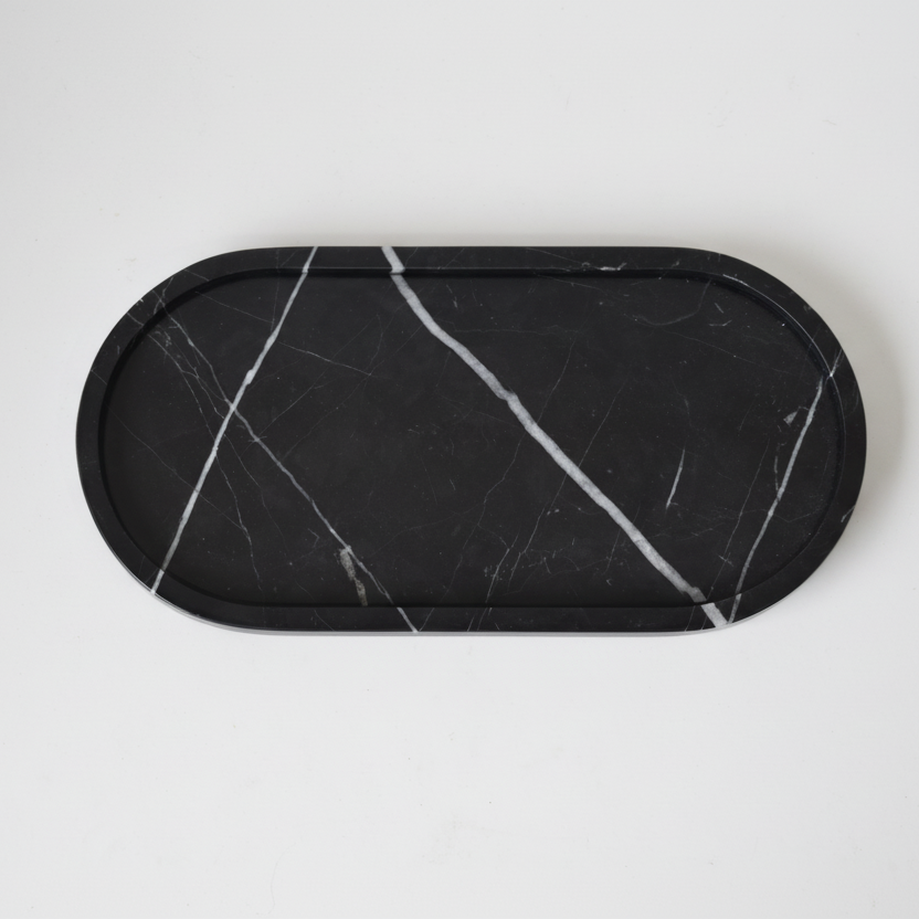 Oval Marble Tray - Black Marquina
