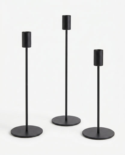 The Column Candle Holders - Set of 3 - Black