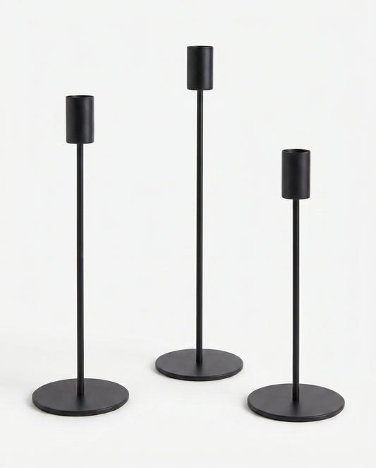 The Column Candle Holders - Set of 3 - Black
