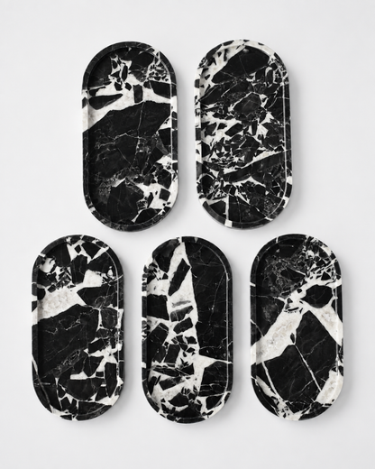 Oval Marble Tray - Black Bulgari