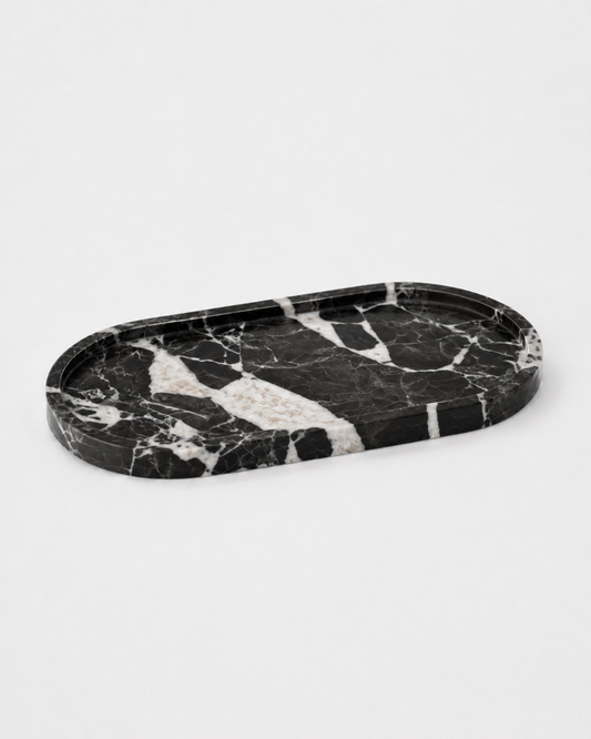 Oval Marble Tray - Black Bulgari