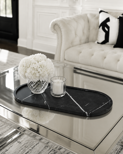 Oval Marble Tray - Black Marquina - Polished