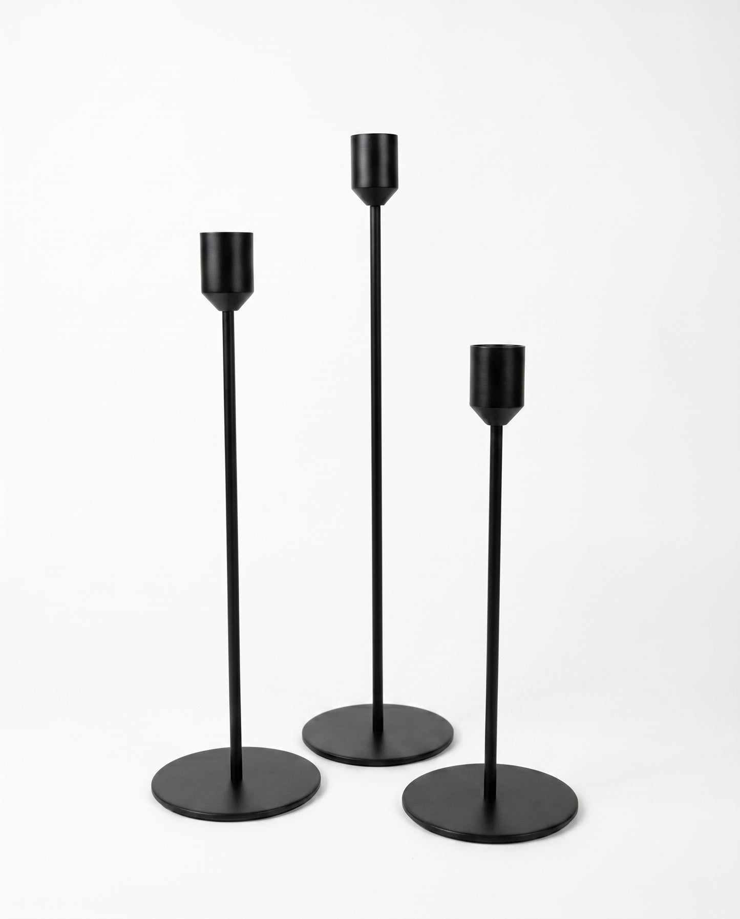 The Pillar Candle Holders - Set of 3 - Black