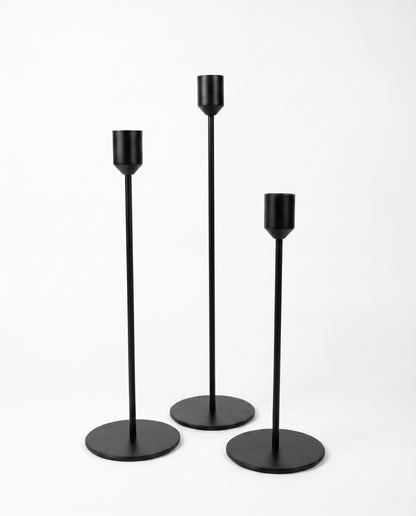 The Pillar Candle Holders - Set of 3 - Black