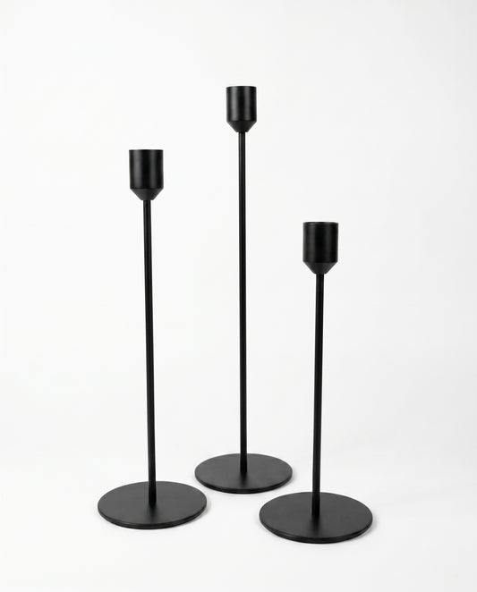 The Pillar Candle Holders - Set of 3 - Black