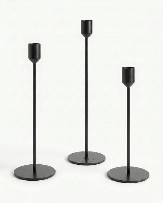 The Pillar Candle Holders - Set of 3 - Black