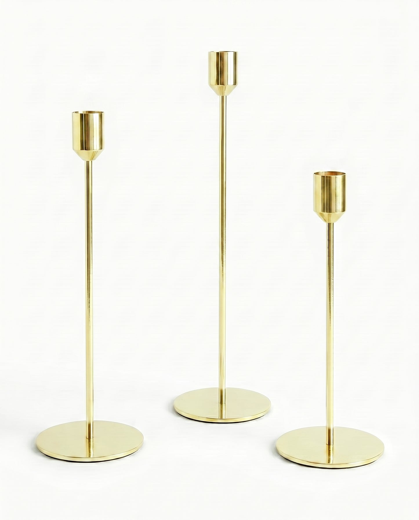 The Pillar Candle Holders - Set of 3 - Light Gold