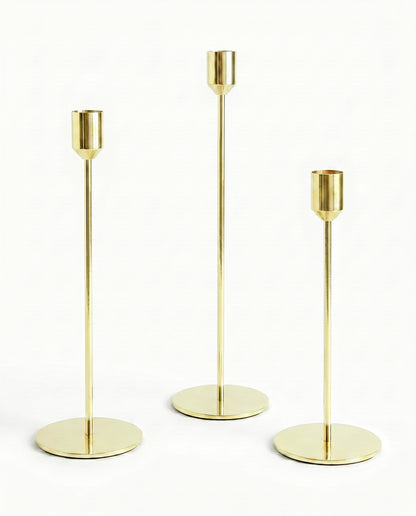 The Pillar Candle Holders - Set of 3 - Light Gold