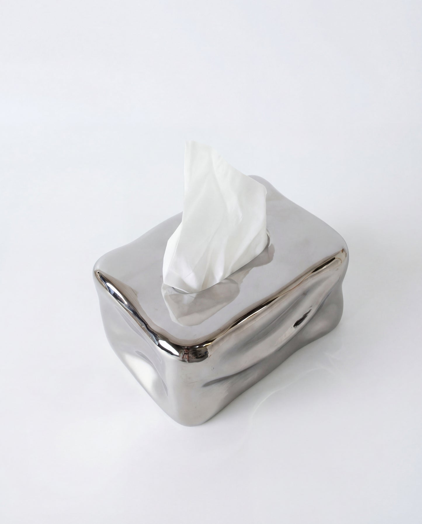 Ripple Tissue Box - Metallic Silver