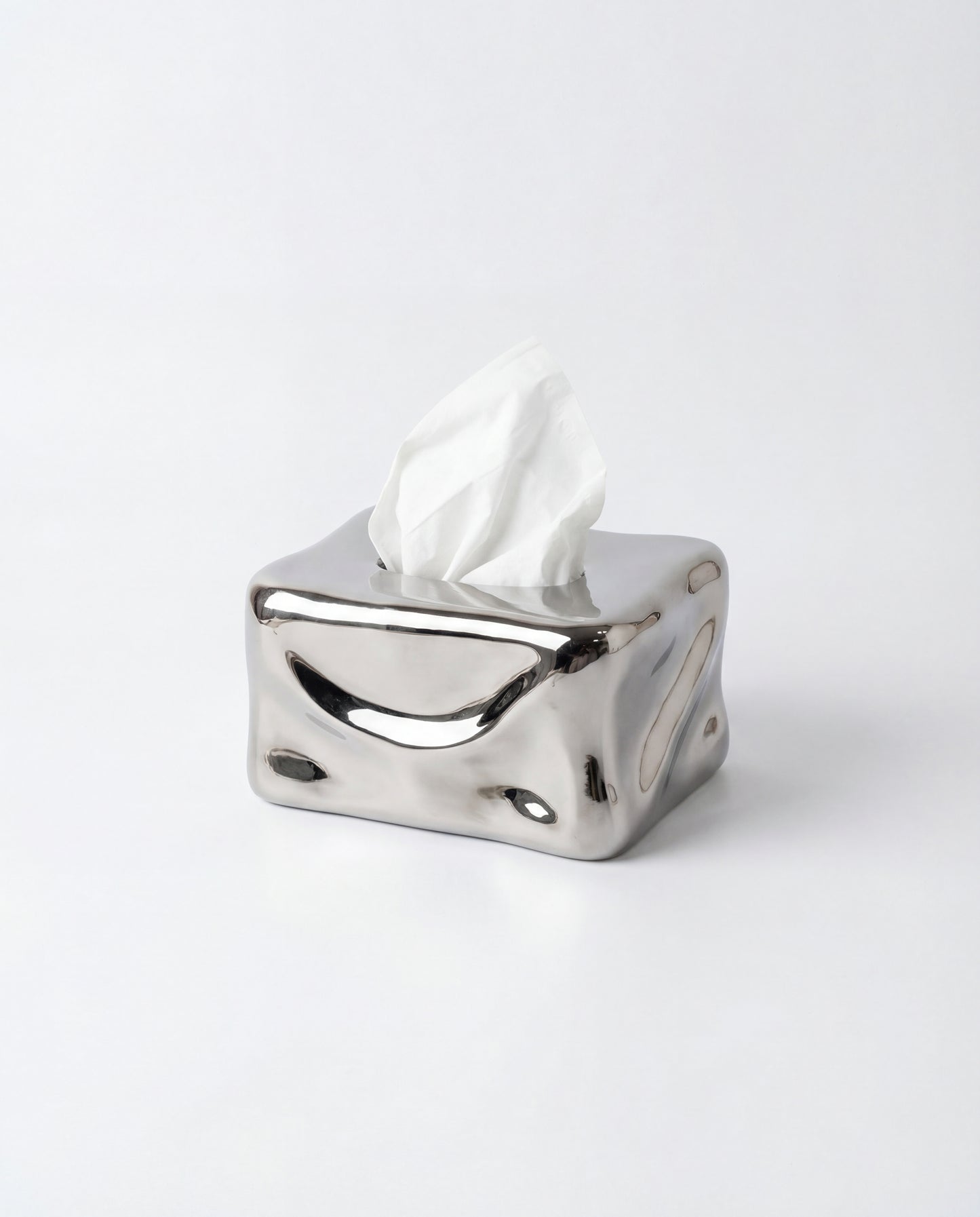Ripple Tissue Box - Metallic Silver
