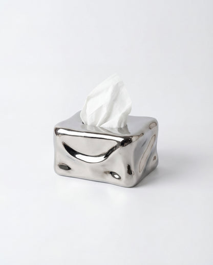 Ripple Tissue Box - Metallic Silver