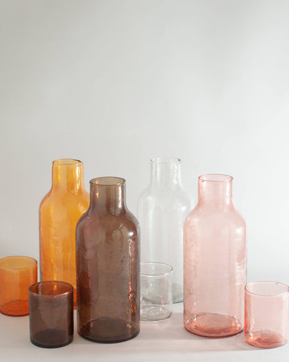 Handblown Hammered Glass Carafe: Clear