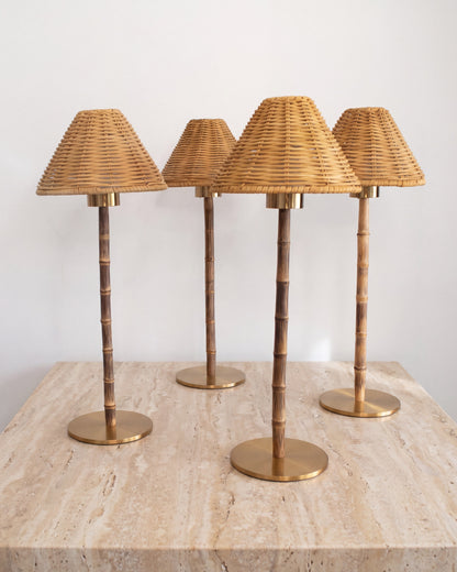 Portable Bamboo Table Lamp - Rattan Shade