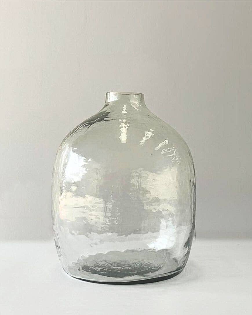 Hebron Handblown Hammered Glass Vases: Clear