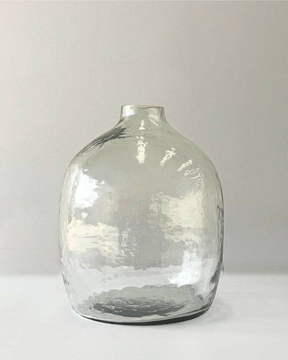 Hebron Handblown Hammered Glass Vases: Clear