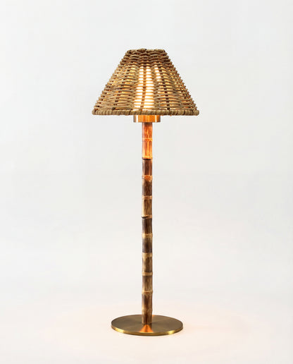 Portable Bamboo Table Lamp - Rattan Shade