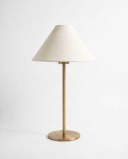 Portable Brass Table Lamp - Linen Shade