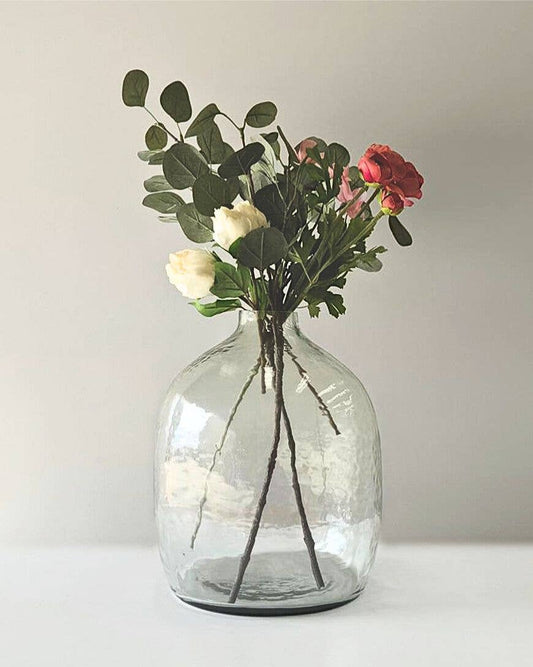 Hebron Handblown Hammered Glass Vases: Clear