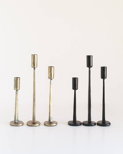 Dante Hand Forged Iron Candlestands: Brass Finish