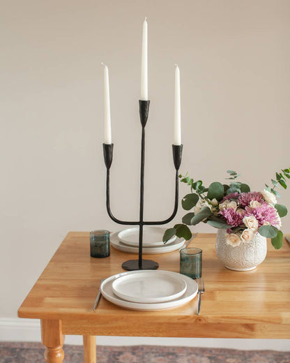 Hand Forged Iron Candelabras: Brass Finish