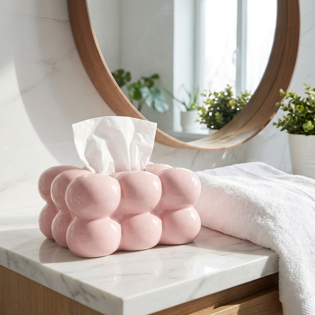 Bubble Tissue Box - Pink
