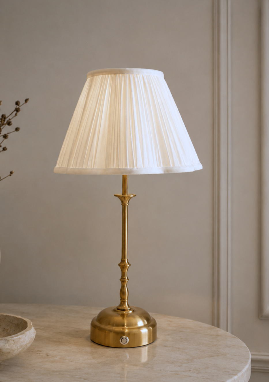 Edith Portable Table Lamp Gold - Fabric Silk-Look Pleated Shade
