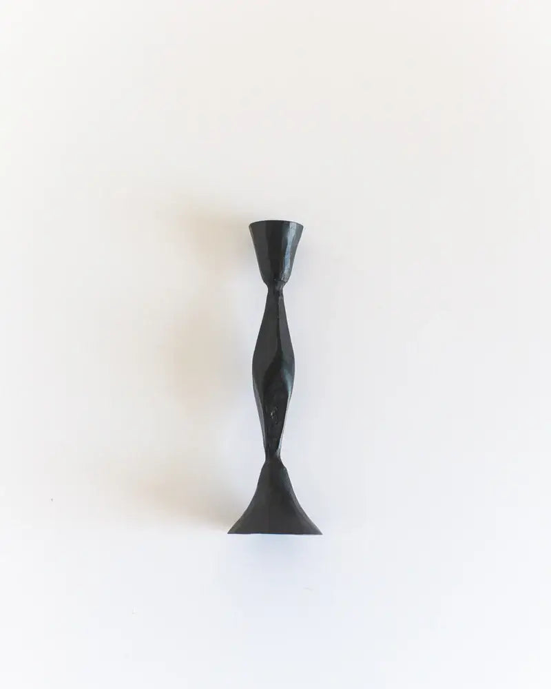 High Diamond Hand-Forged Iron Candle Stand: Black