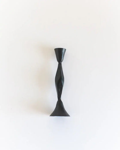 High Diamond Hand-Forged Iron Candle Stand: Black