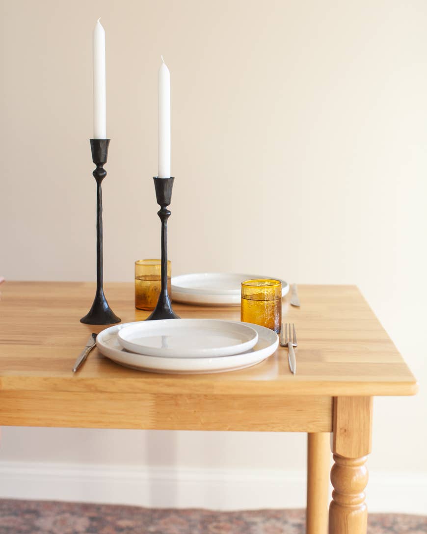 Gemini Hand Forged Iron Candlestands: Black