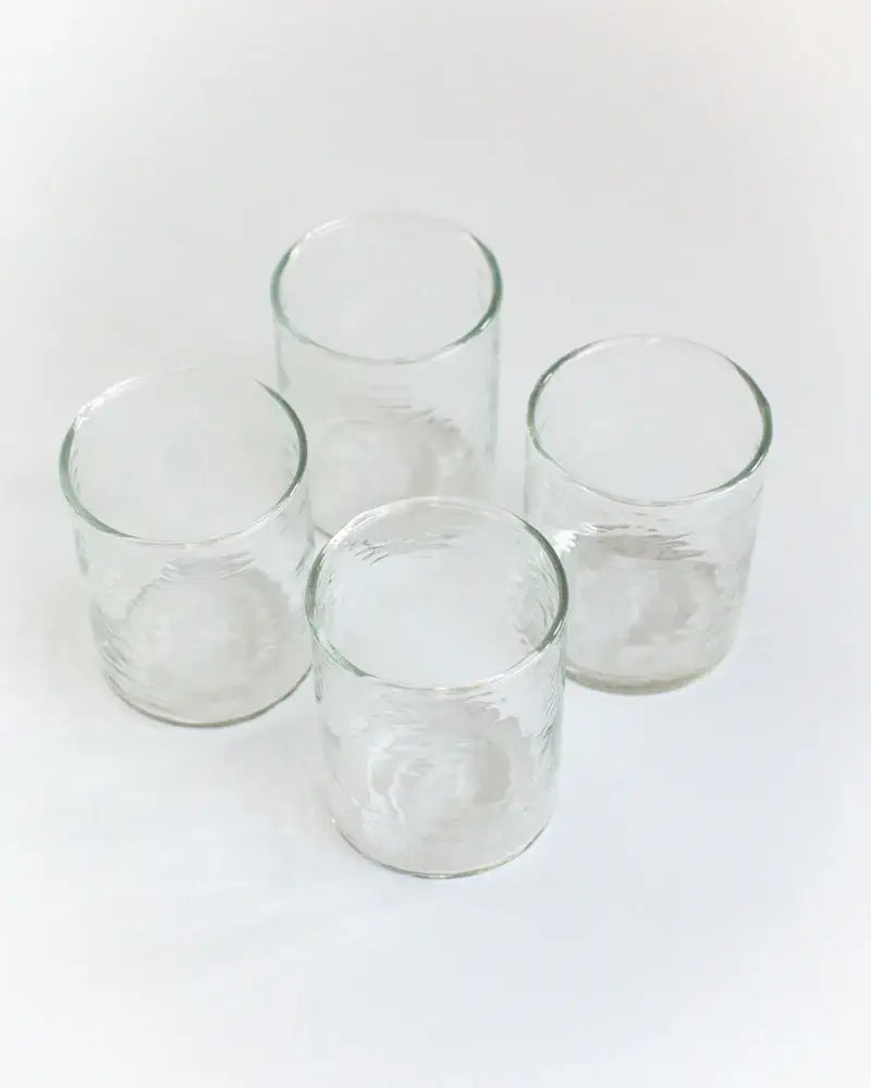 Handblown Hammered Glasses | Set of 4: Clear