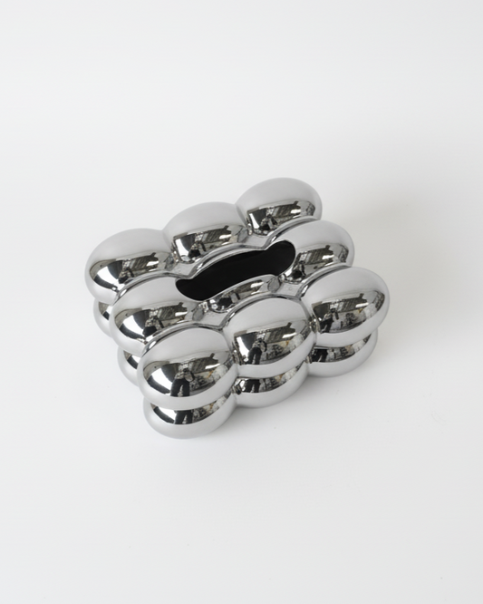Bubble Tissue Box - Metallic Silver